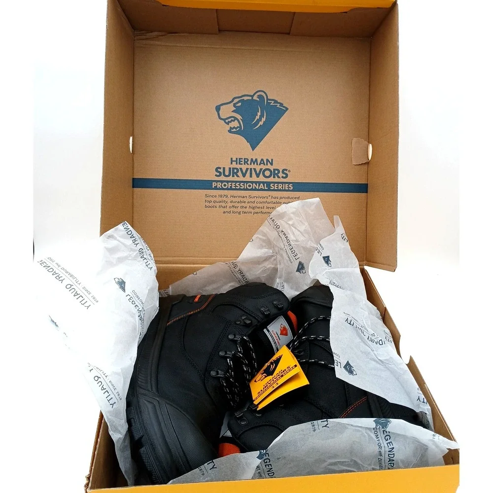 Herman Survivors groundbreaker‎ Steel Toe leather waterproof Work Boots Black 11
